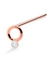 Stone Ring Shaped Silver Straight Nose Stud NSKA-43